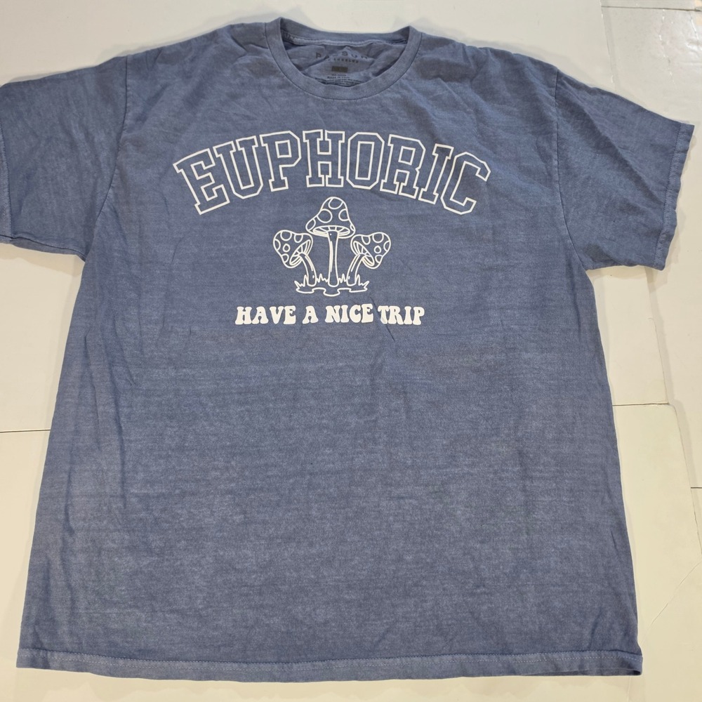 PacSun Euphoric Have A Nice Trip Mushroom Graphic Tee Blue Mens Large